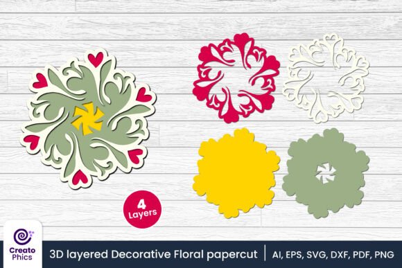 3D Layered Decorative Floral Papercut for Branding