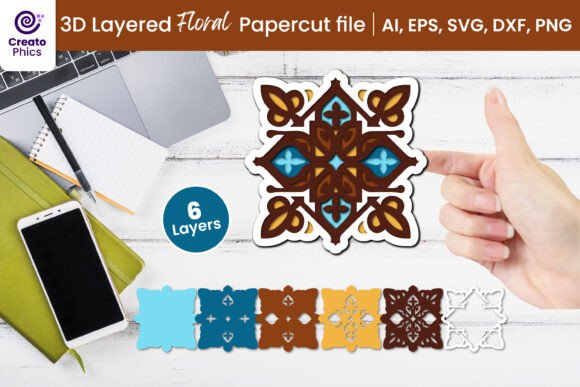 3D Layered Floral Paper Cutting SVG for Modern Blogs