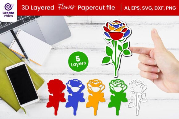3D Layered Flower Papercut Floral SVG for Home Décor