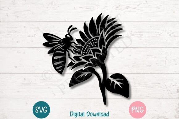Bee and Sunflower SVG PNG for Graphics and Crafts