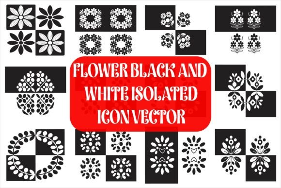 Black and White Flower Isolated Icon for Graphics & Crafts