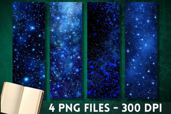 Blue Starry Sky Glitter Galaxy Bookmark Review for Graphics and Crafts