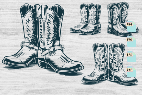 Cowboy Boots SVG Bundle, Western Boots for Graphics & Crafts