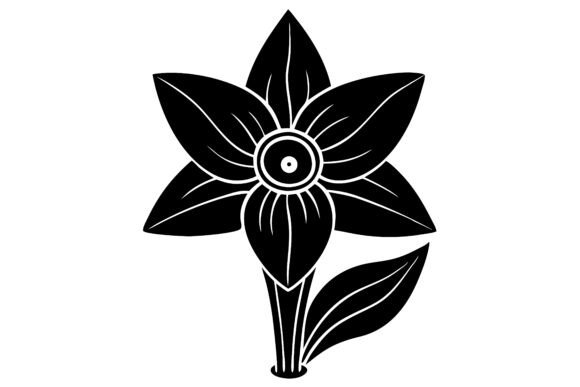 Elegant Black and White Narcissus Flower for Graphics and Crafts