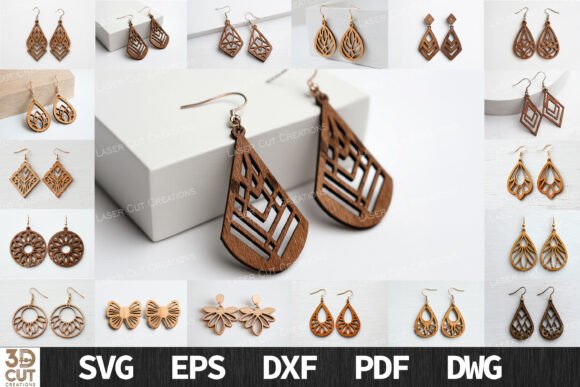 Floral Geometric Earrings for Laser Cutting & Content