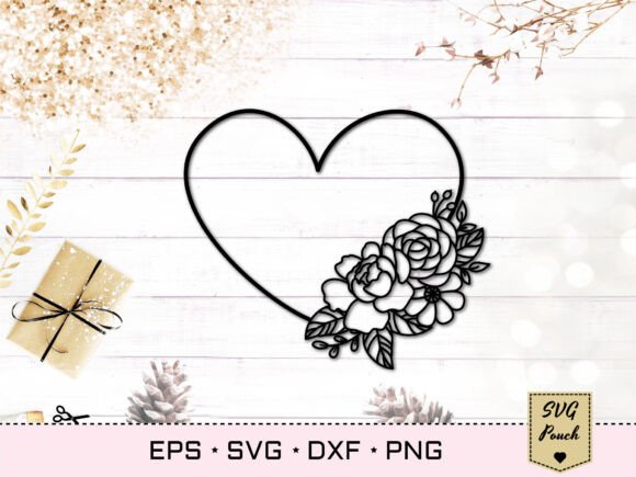 Floral Heart Frame SVG for Laser Cutting & Valentine S Day