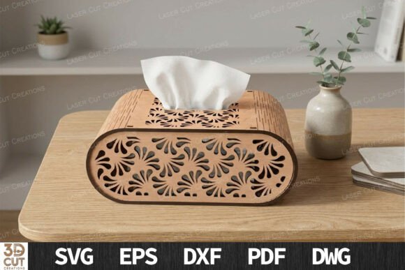 Floral Wooden Tissue Box SVG for Laser Cutting Boxes