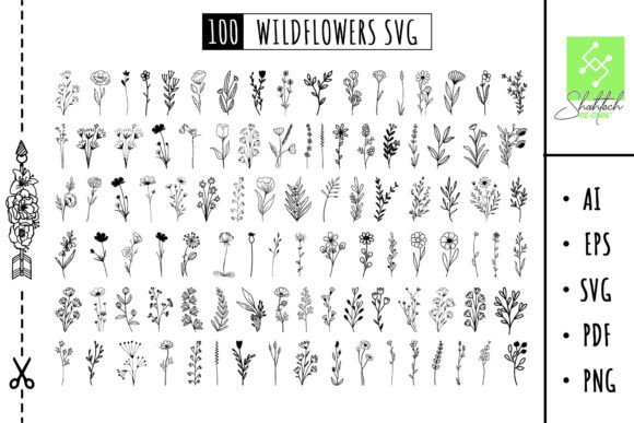 Flower Svg Flower Bundle Svg Wildflowers for Graphics and Crafts