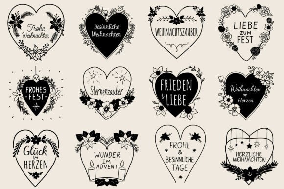 German Christmas Flower Heart Plotter Graphics for Crafts