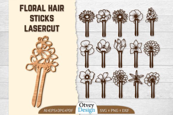 Hair Sticks Floral Laser Cut BUNDLES for Jewelry & Decor