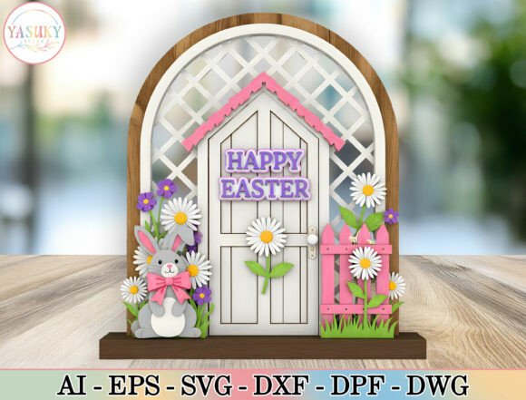 Happy Easter Layered Stand Decor SVG for Spring Laser Cutting