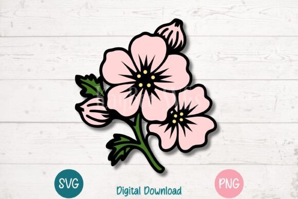Hawthorn Flower Blossom SVG PNG for Graphics and Crafts