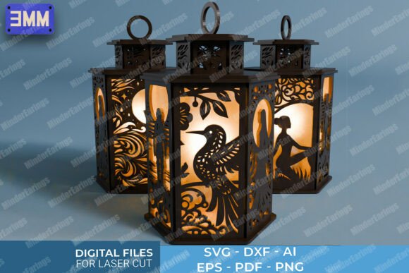 Hummingbird Lantern SVG for Laser Cutting Ornaments