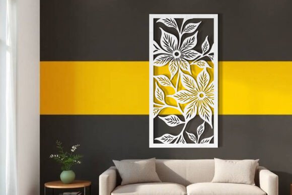 Laser Cut Floral Panel SVG Wall Art for Modern Wall Decor