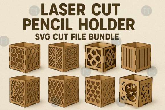 Laser Cut Pencil Holder SVG Bundle for Jewelry & Laser Cutting