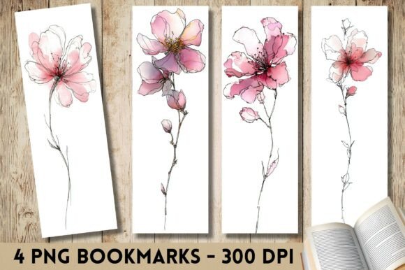 Minimalist Pink Flower Line Bookmark PNG: A Crafts and Graphics Review