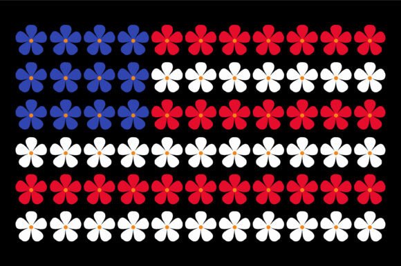 Patriotic Flower Flag Design for Graphics and Crafts