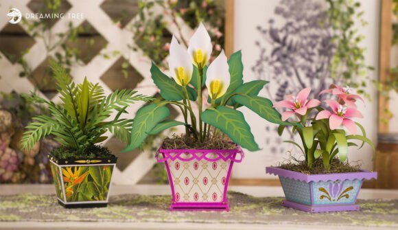 Pretty Potted Plants SVG Bundle: 3D SVG for Pots And Vases