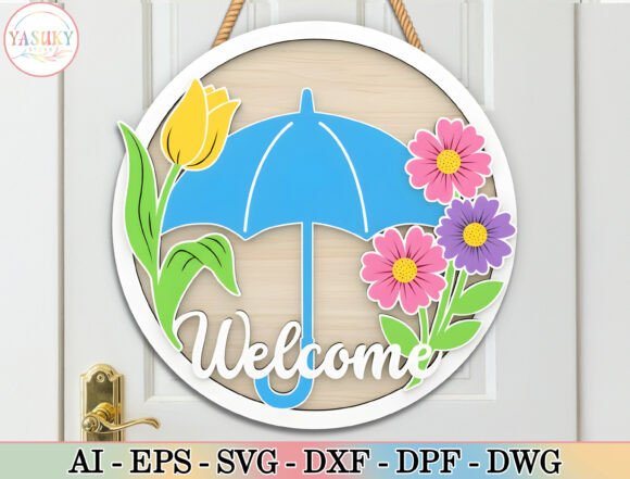 Spring Door Hanger SVG for Laser Cutting & Seasonal Branding