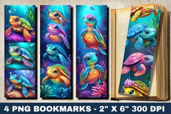 Turtle Bookmarks Sublimation Png Design for Graphics and Crafts